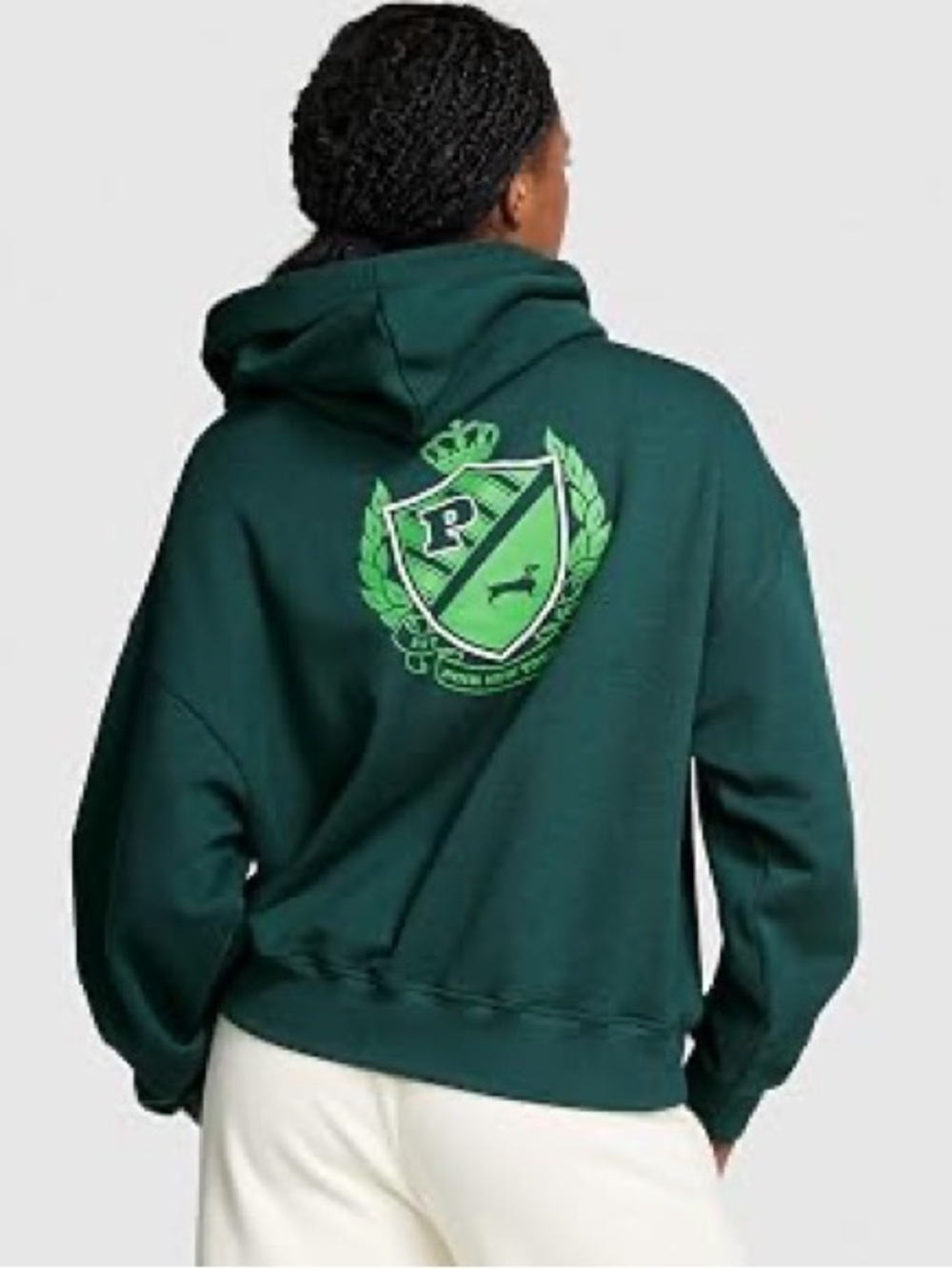 Victoria's Secret Pink Ivy Fleece Campus Hoodie Deep Forest, Deep Forest